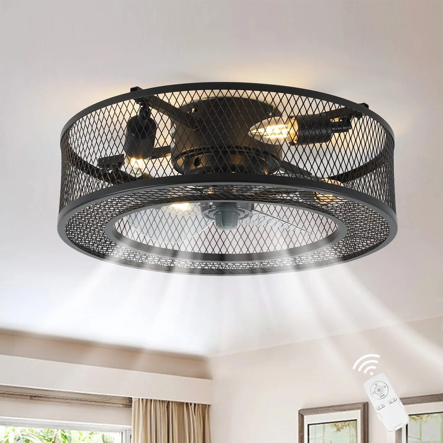 Black Ceiling Fan Lights with Remote Industrial Ceiling Fans Lamp for Living Room Bedroom Kitchen E27 Bulb 110V Home Ventilador
Black Ceiling Fan Lights with Remote Industrial Ceiling Fans Lamp for Living Room Bedroom Kitchen E27 Bulb 110V Home Ventilador
