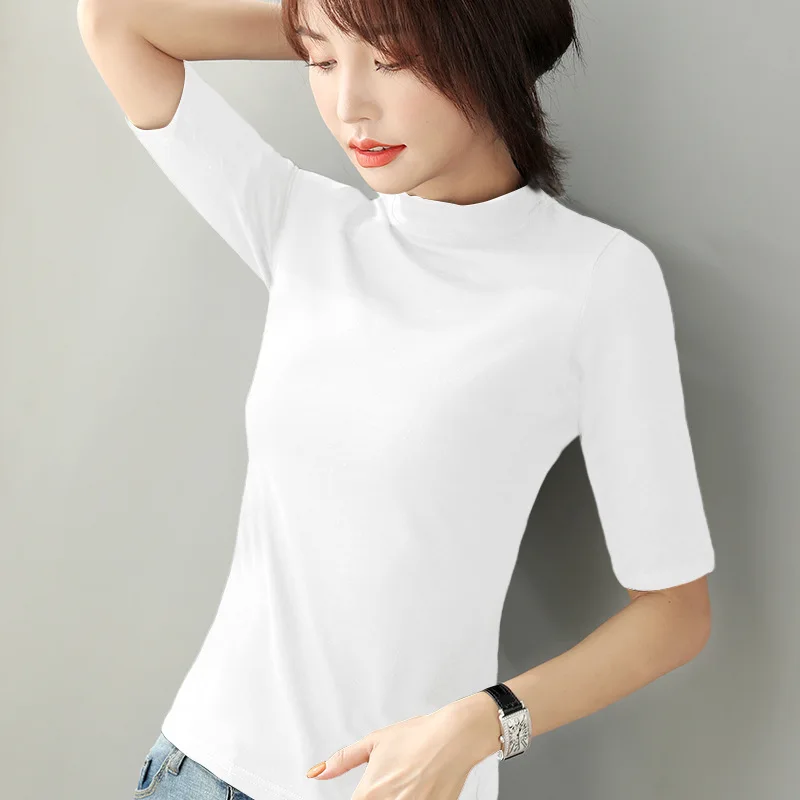 WomenHalf sleeveT-shirts Turtleneck Solid Color Women's Top Spring Summer Autumn Cotton Shirt for womens
WomenHalf sleeveT-shirts Turtleneck Solid Color Women's Top Spring Summer Autumn Cotton Shirt for womens