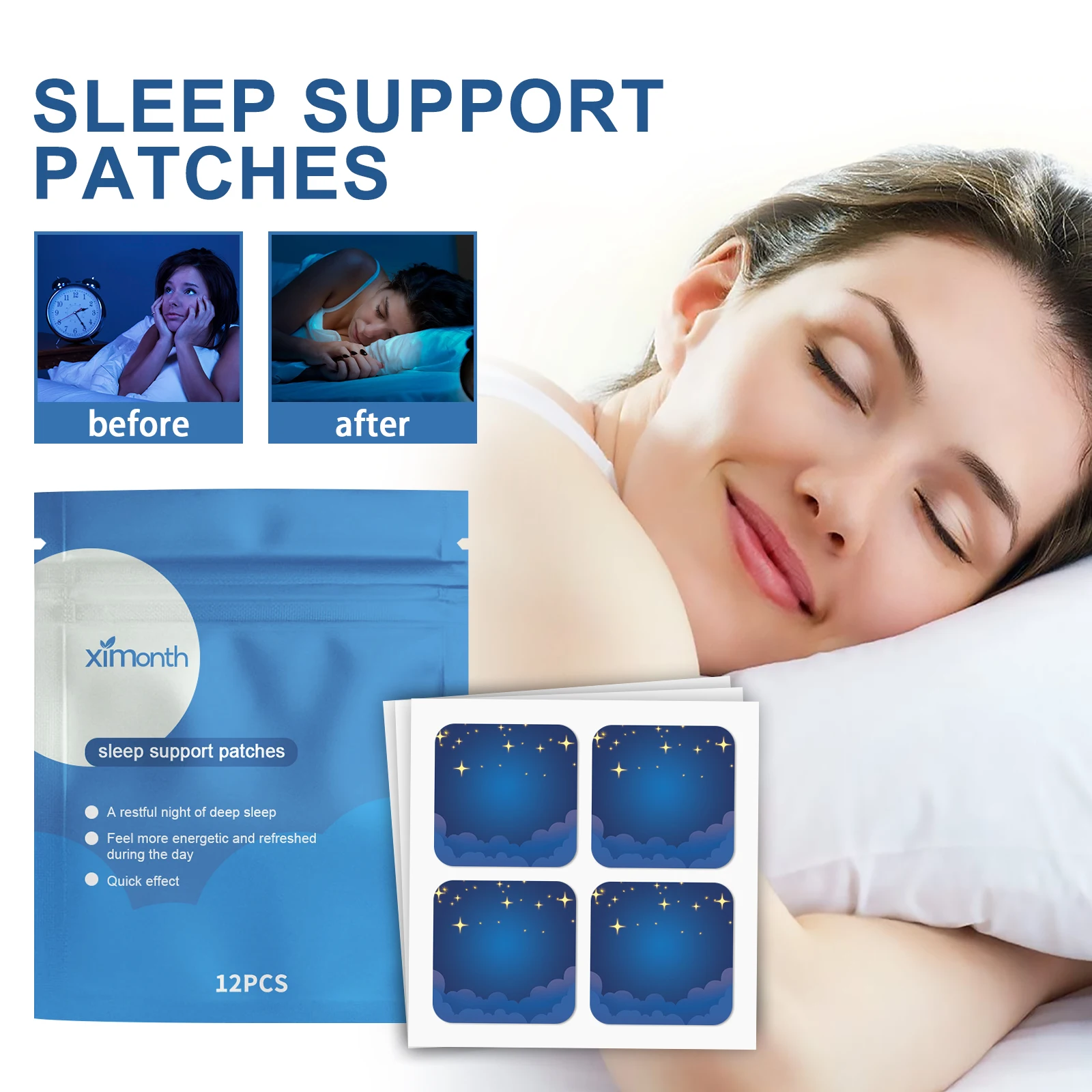 Ximonth 12pcs Sleep Aids Patch Herbal Sticker Insomnia Treatment Relieve Stress Anxiety Anti Neurasthenia Sleep Soothing Sticker
Ximonth 12pcs Sleep Aids Patch Herbal Sticker Insomnia Treatment Relieve Stress Anxiety Anti Neurasthenia Sleep Soothing Sticker