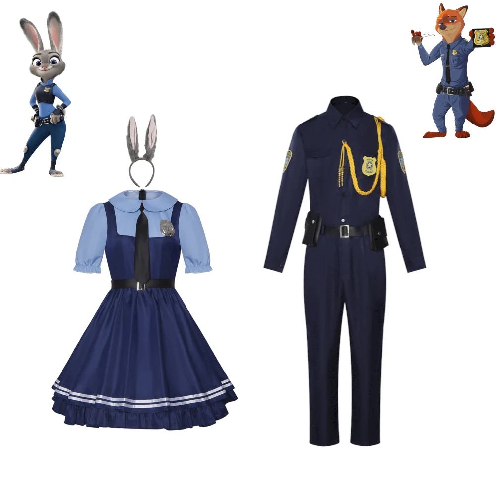 Zootopia Judy Nick Cosplay Costume Police Uniform Set Women Girl Cute Dress & Adult Men Officer Suit Halloween Couple Outfit
Zootopia Judy Nick Cosplay Costume Police Uniform Set Women Girl Cute Dress & Adult Men Officer Suit Halloween Couple Outfit