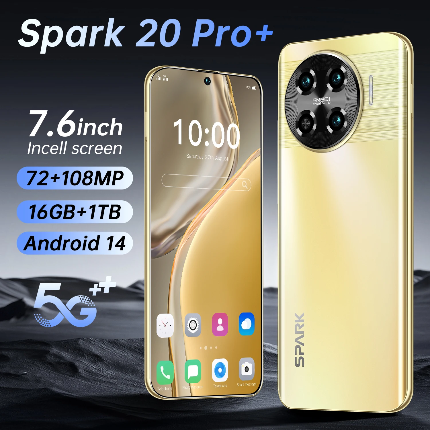 2024 NEW Mobile phone Sprak 20 Pro+ 5G Dual SIM Cell Phone 7.6 inch Smartphone Android 14 7800mAh Battery 108MP Camera Original
2024 NEW Mobile phone Sprak 20 Pro+ 5G Dual SIM Cell Phone 7.6 inch Smartphone Android 14 7800mAh Battery 108MP Camera Original