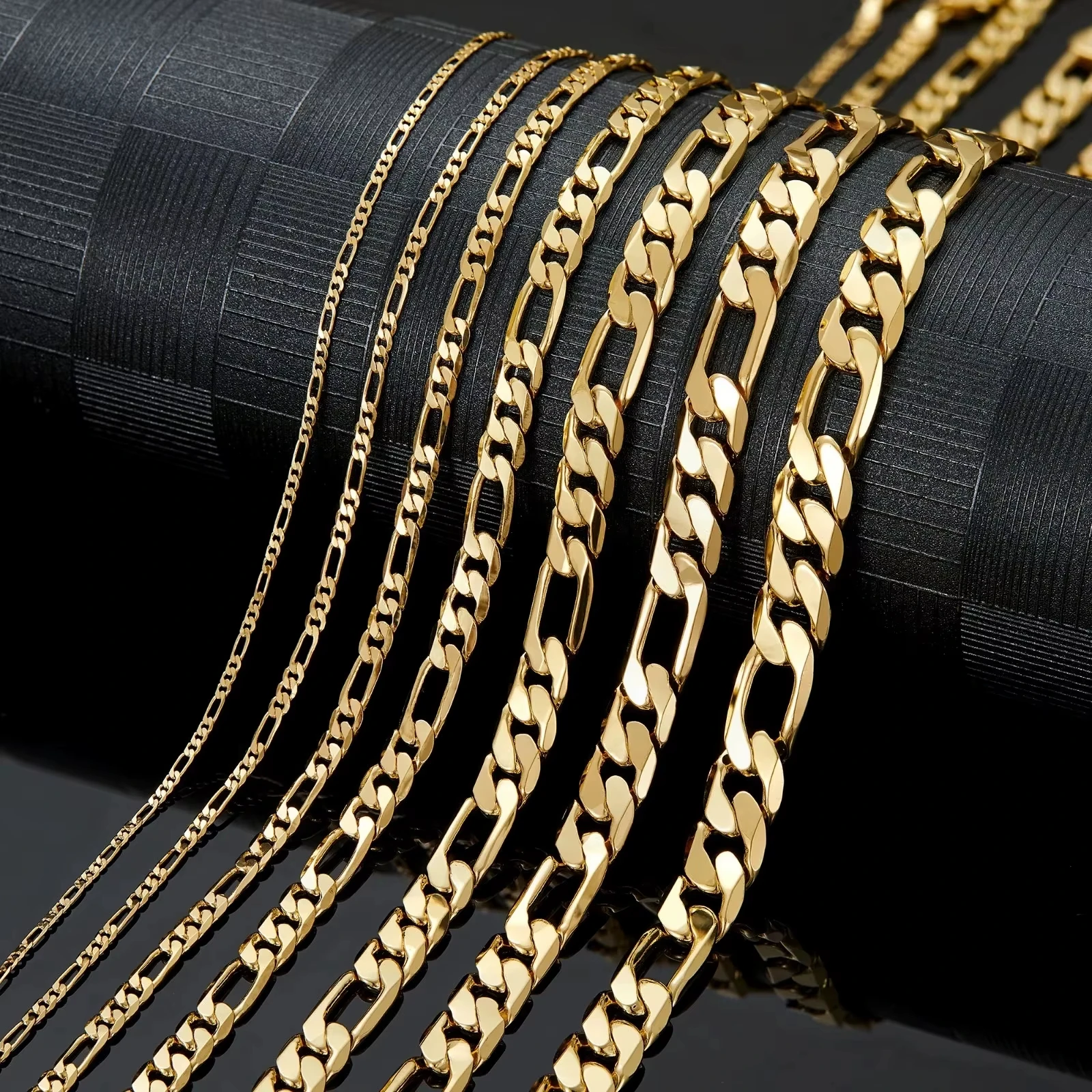 2,5-10 мм Фигаро из нержавеющей стали 14 К позолоченное звено-цепочка ожерелье модные женские и мужские ювелирные изделия в стиле хип-хоп и рок
2,5-10 мм Фигаро из нержавеющей стали 14 К позолоченное звено-цепочка ожерелье модные женские и мужские ювелирные изделия в стиле хип-хоп и рок