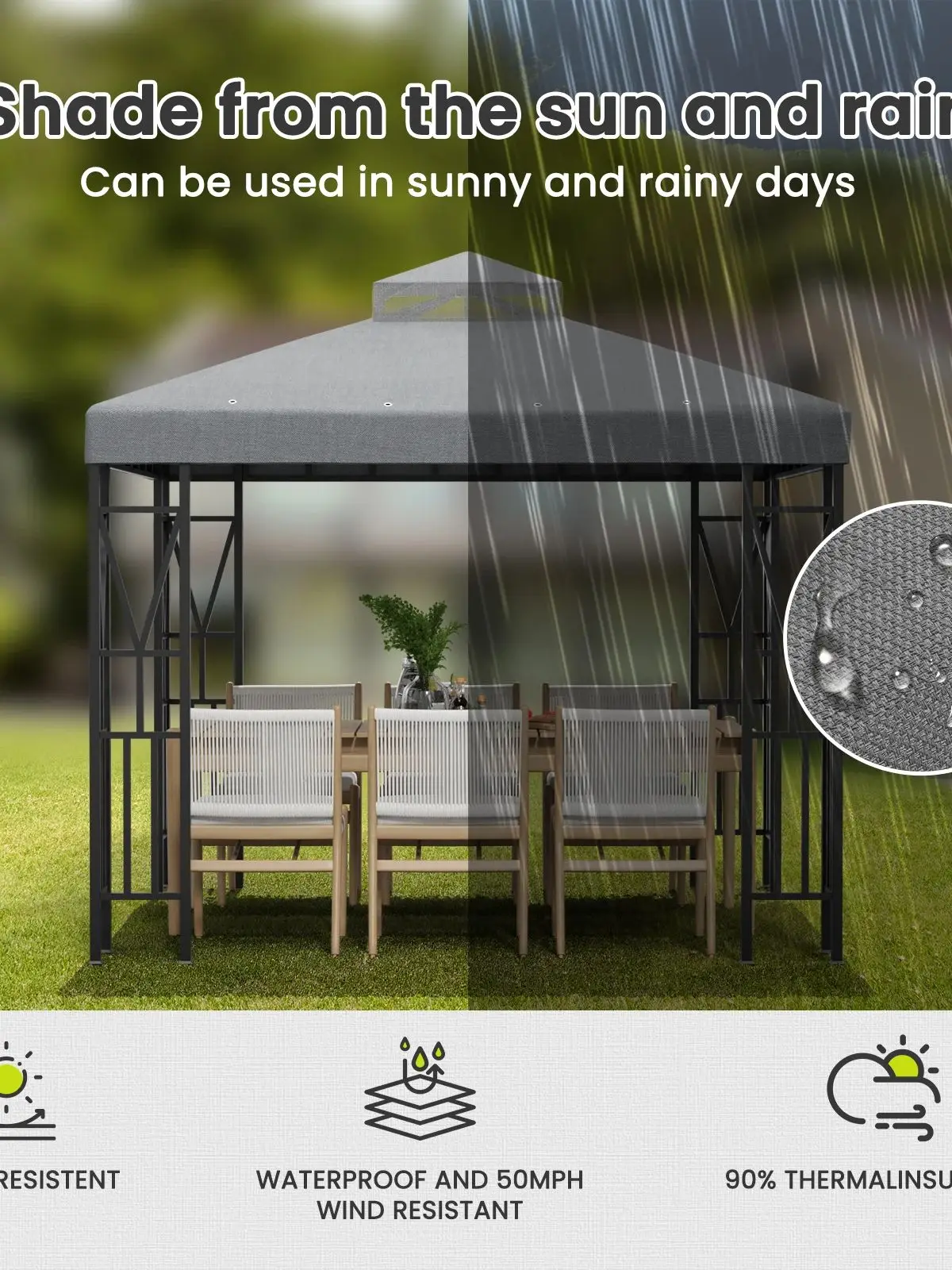 Замена верхнего навеса для беседки 10x10 футов с патио и садом
Замена верхнего навеса для беседки 10x10 футов с патио и садом