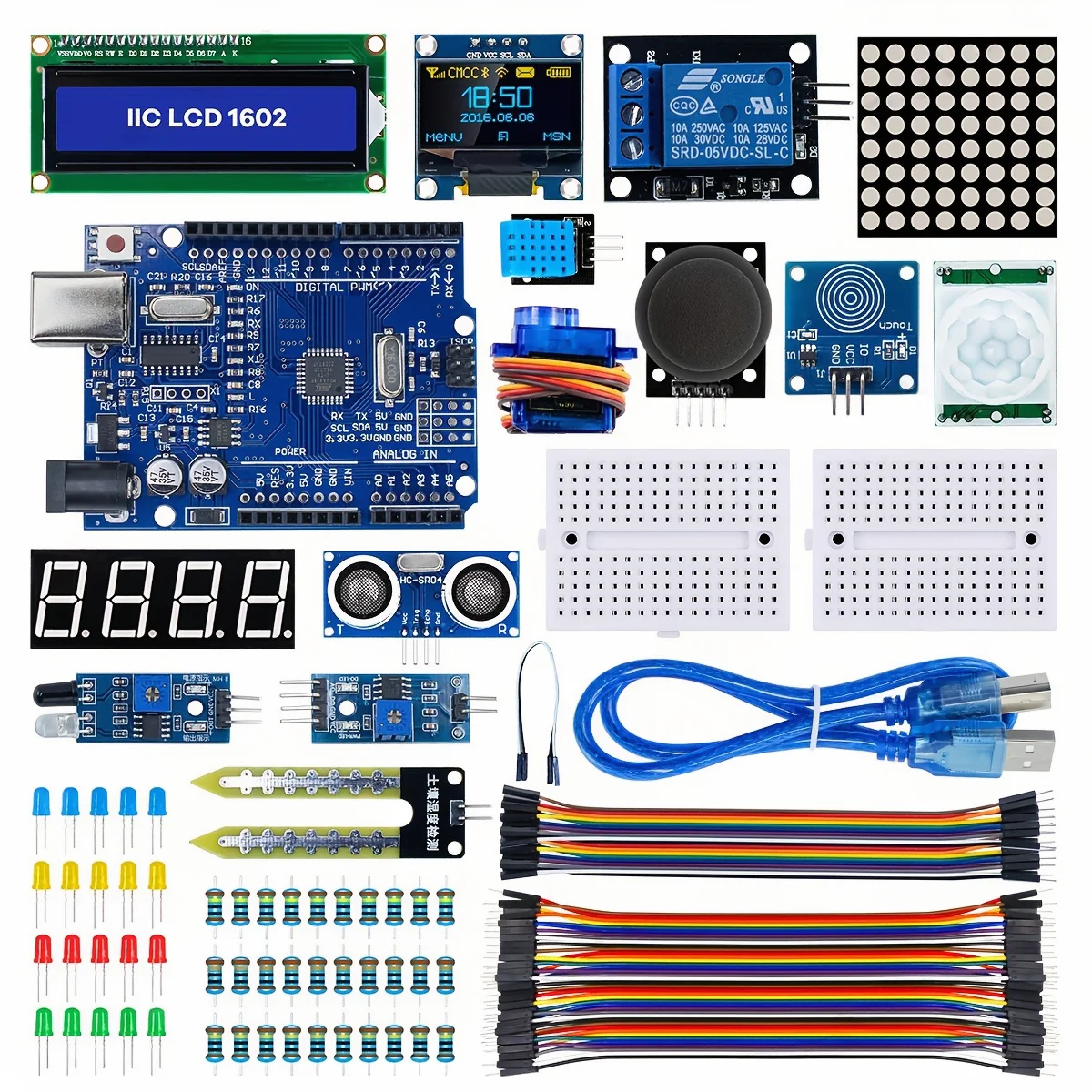 Sensor Module Starter Kit Sensor Blocks for A-Duino with R3 Board, 0.96" OLED 1602 LCD Module, Breadboard, with Tutorial
Sensor Module Starter Kit Sensor Blocks for A-Duino with R3 Board, 0.96" OLED 1602 LCD Module, Breadboard, with Tutorial