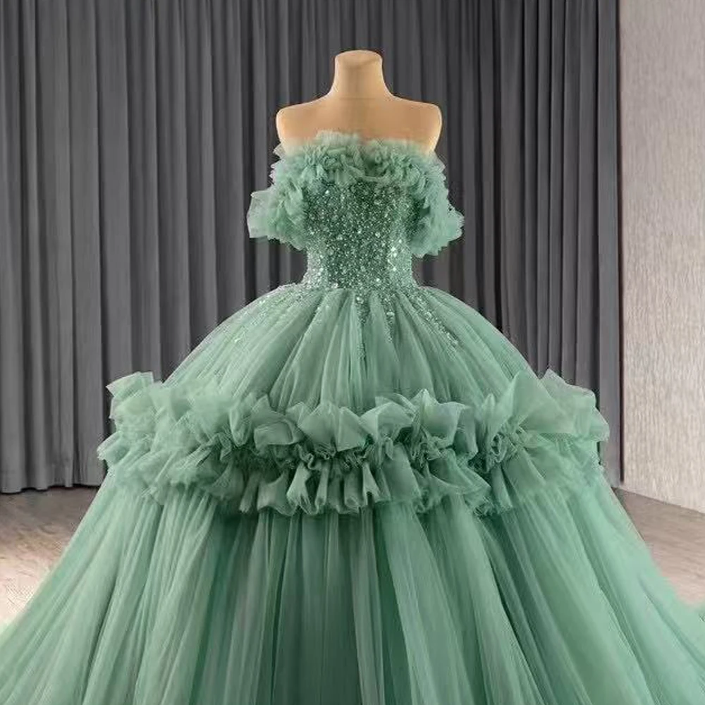 Luxury Party Gown Customized Green Quinceanera Dress Ruffle Edge Lace Up Back Sequined Beading
Luxury Party Gown Customized Green Quinceanera Dress Ruffle Edge Lace Up Back Sequined Beading