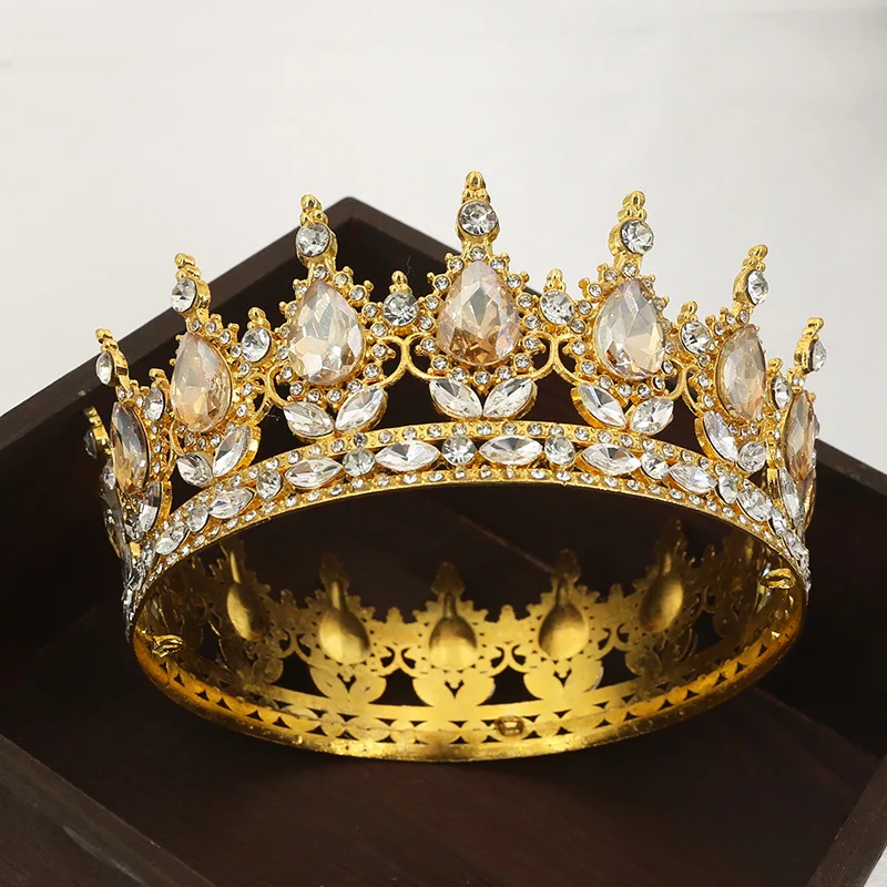 Fashion European Princess Tiara Round Baroque Pageant Crowns Crystal Full Crown King TiarWedding Crown Hair Dress Accessories
Fashion European Princess Tiara Round Baroque Pageant Crowns Crystal Full Crown King TiarWedding Crown Hair Dress Accessories
