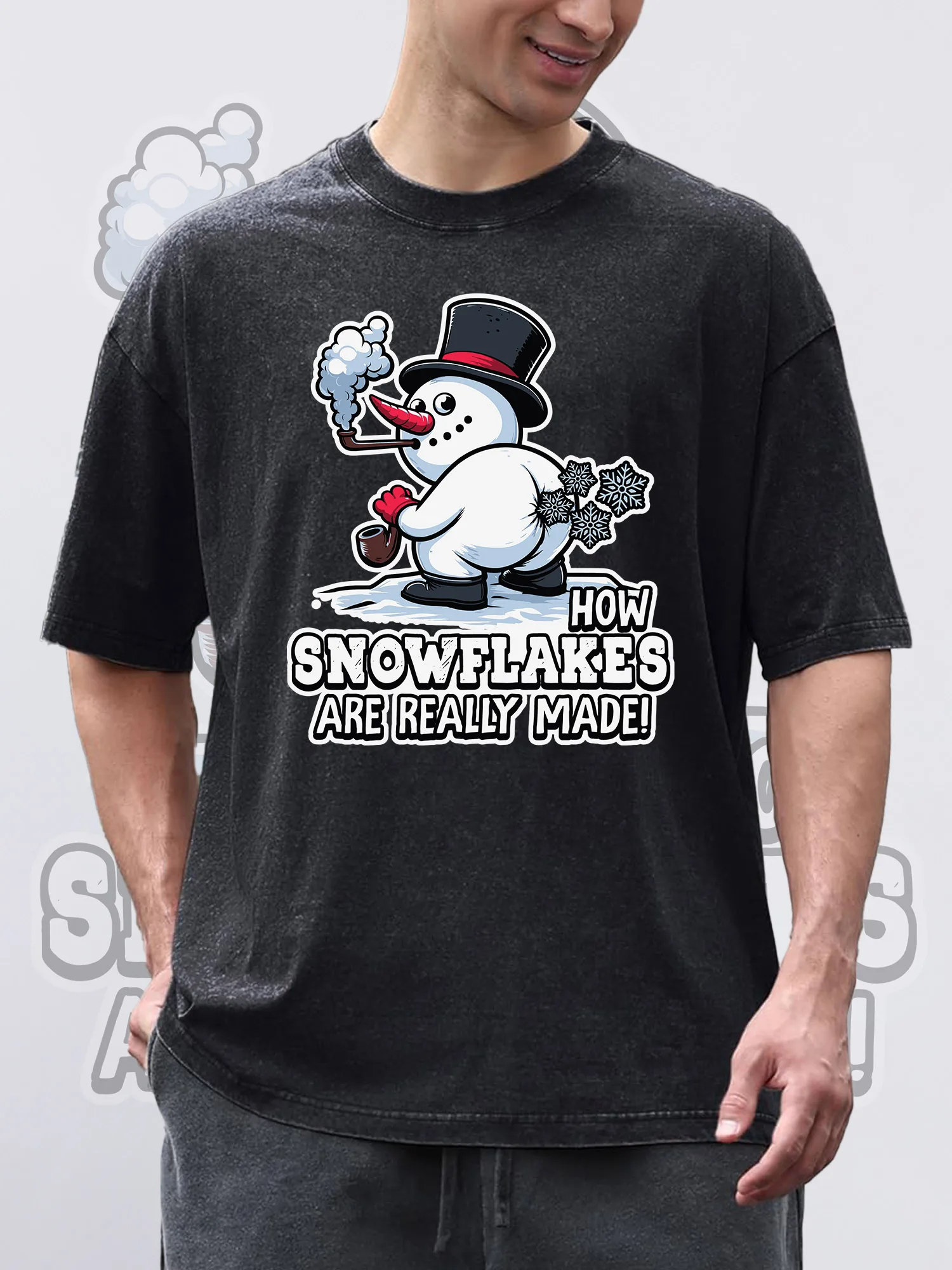 Men's T-Shirts SNOWFLAKES Printed Black Short-Sleeved Round Neck 100% Pure Cotton Acid Wash Suitable For Christmas
Men's T-Shirts SNOWFLAKES Printed Black Short-Sleeved Round Neck 100% Pure Cotton Acid Wash Suitable For Christmas