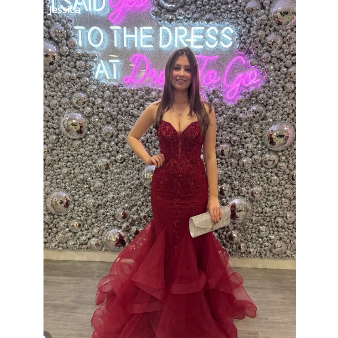 Jessica Claret Evening Dresses Layered Fluffy Tulle Prom Dresses Slim-fit Lace Embroidery Formal Occasions Party Dresses
Jessica Claret Evening Dresses Layered Fluffy Tulle Prom Dresses Slim-fit Lace Embroidery Formal Occasions Party Dresses