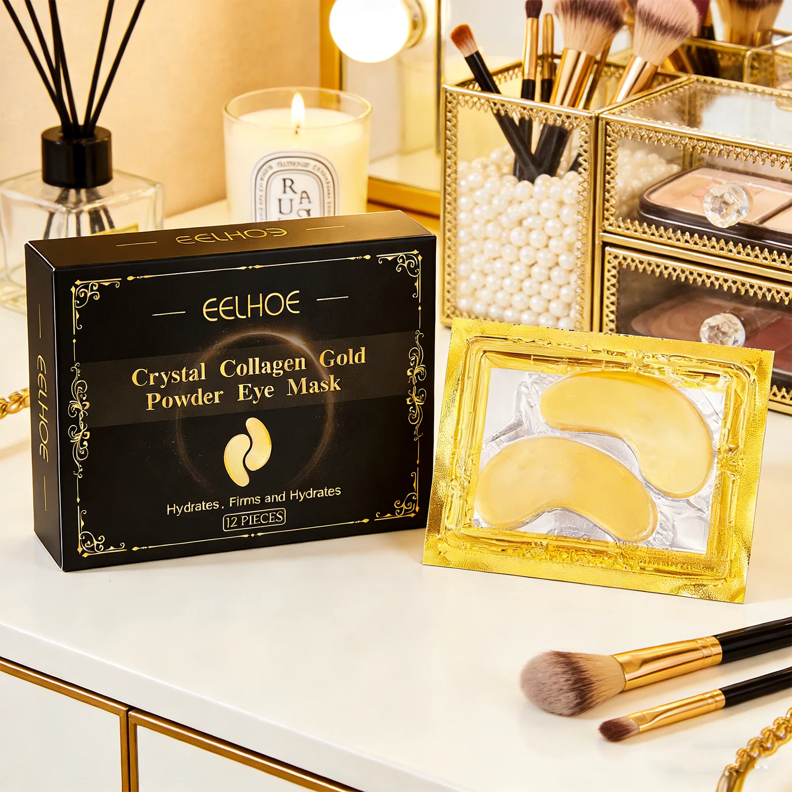 EELHOE 12PCS Crystal Collagen Gold Powder Eye Mask, Effectively Improve Crow's Feet, Brighten & Moisturize, Dilute Dark Circles
EELHOE 12PCS Crystal Collagen Gold Powder Eye Mask, Effectively Improve Crow's Feet, Brighten & Moisturize, Dilute Dark Circles