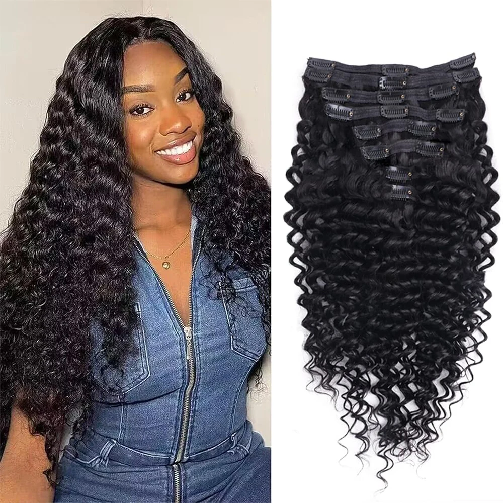 Deep Wave Curly Clip In Hair Extensions 120g/Set Natural Color Black Curly Hair Extensions Clip 8 Pieces Human Hair For Wome
Deep Wave Curly Clip In Hair Extensions 120g/Set Natural Color Black Curly Hair Extensions Clip 8 Pieces Human Hair For Wome
