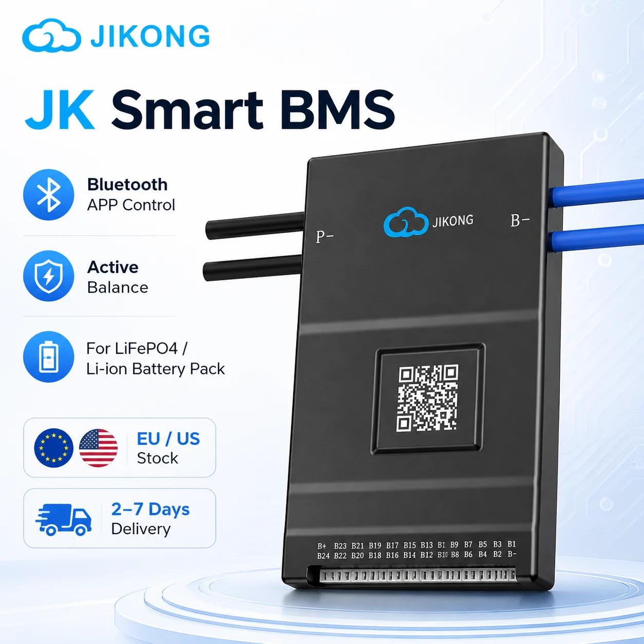 JK BMS 4S-8S 40A Smart BMS Bluetooth Active Balancer for LiFePO4 Battery Pack EU Stock Fast Delivery
JK BMS 4S-8S 40A Smart BMS Bluetooth Active Balancer for LiFePO4 Battery Pack EU Stock Fast Delivery