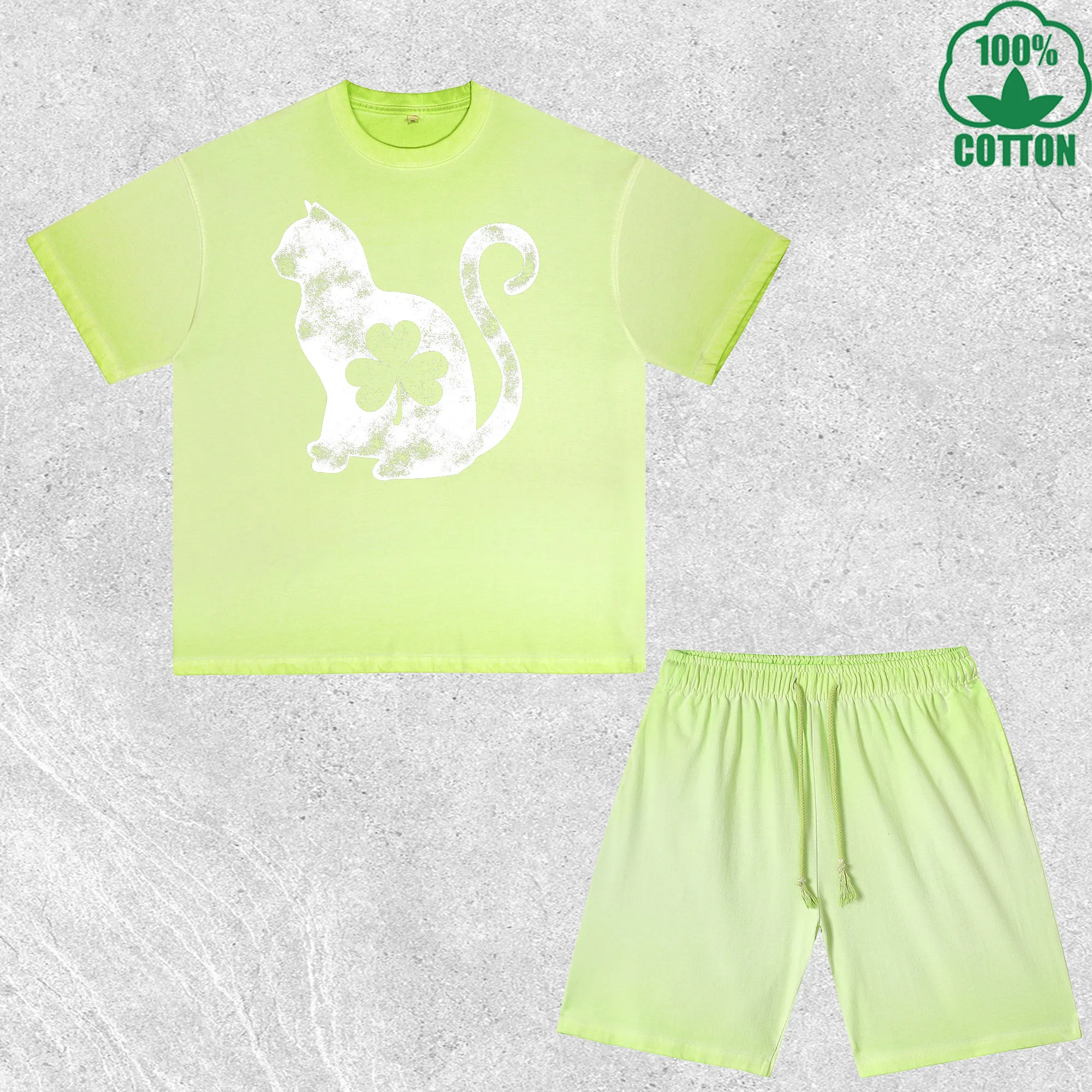 Комплект из футболки и шорт с принтом «Кот удачи», эффект потертости, разноцветный, свободный крой, модный, 100% хлопок, выгодный набор
Комплект из футболки и шорт с принтом «Кот удачи», эффект потертости, разноцветный, свободный крой, модный, 100% хлопок, выгодный набор