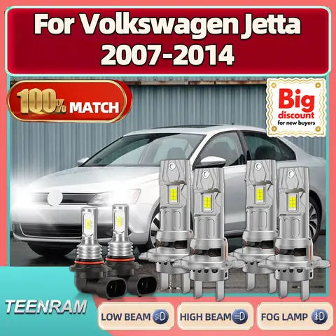 Car LED Headlight Bulb For Volkswagen Jetta 2007 2008 2009 2010 2011 2012 2013 2014 60000LM Turbo Headlamp Ampoule 250W CSP 12V