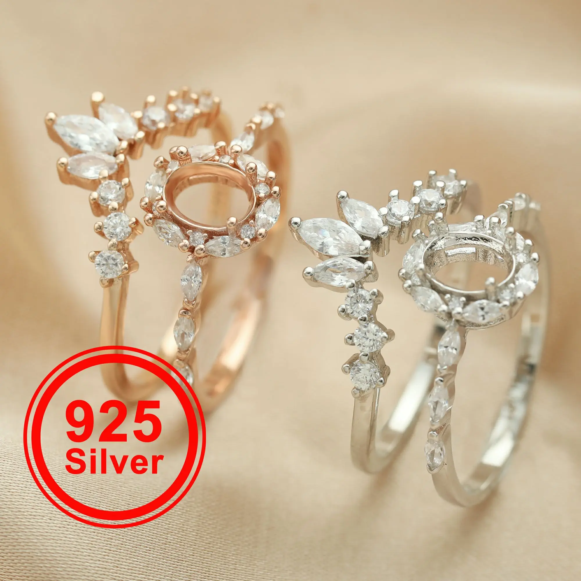 5x7MM Oval Prong Ring Settings Stackable Solid 925 Sterling Silver Rose Gold Plated DIY Ring Blank Stacker For Gemstone 1294394
5x7MM Oval Prong Ring Settings Stackable Solid 925 Sterling Silver Rose Gold Plated DIY Ring Blank Stacker For Gemstone 1294394