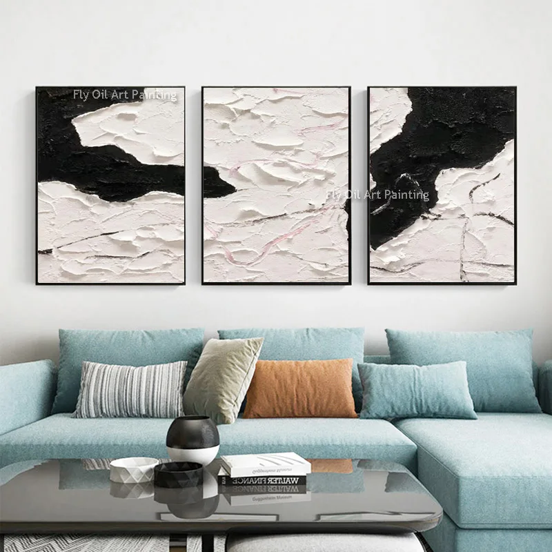 Black White Minimalist Oil Painting Hand Painted White Texture Knife Thick Canvas Painting Set Of 3 Original Artwork For Decor
Black White Minimalist Oil Painting Hand Painted White Texture Knife Thick Canvas Painting Set Of 3 Original Artwork For Decor