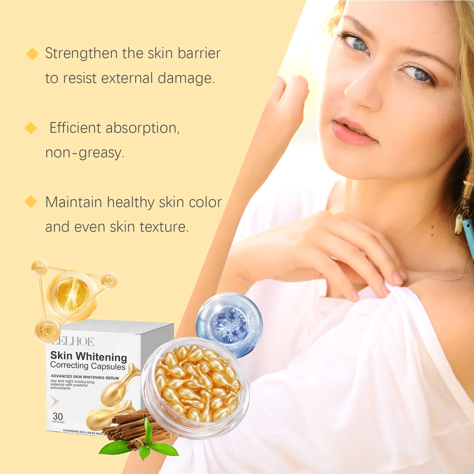 Eelhoe 30pcs Vitamin E Facial Serum Capsules Brighten Dull Skin Anti Dark Spots Rejuvenate Nourish Dry Skin Smooth Serum Capsule
Eelhoe 30pcs Vitamin E Facial Serum Capsules Brighten Dull Skin Anti Dark Spots Rejuvenate Nourish Dry Skin Smooth Serum Capsule