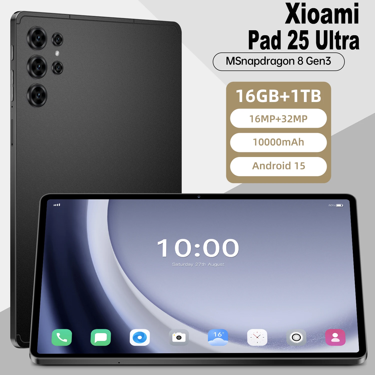 Оригинальный планшет Pad 25 Ultra, 10,1 дюйма, Android 14 Global Snapdragon870, 10 ядер, 22 ГБ + 2048 ГБ, 10000 мАч, 5G, Dual SIM, WIFI
Оригинальный планшет Pad 25 Ultra, 10,1 дюйма, Android 14 Global Snapdragon870, 10 ядер, 22 ГБ + 2048 ГБ, 10000 мАч, 5G, Dual SIM, WIFI