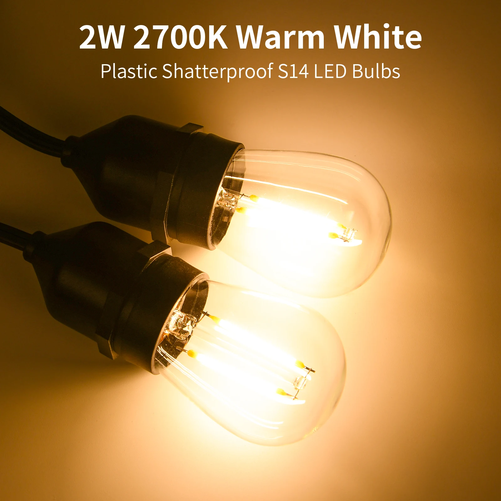 S14 Plastic Bulb Edison Shatterproof Waterproof Bulb String Bulb Replacement Outdoor Retro Candlestick Lamp Double Wick2700K E27
S14 Plastic Bulb Edison Shatterproof Waterproof Bulb String Bulb Replacement Outdoor Retro Candlestick Lamp Double Wick2700K E27