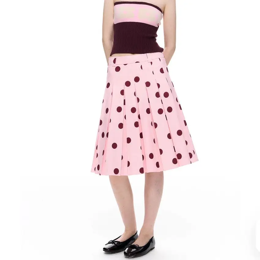 Women's Pink Polka Dot Half Skirt Korean Harajuku Academy Style Cranberry Midi Pleated Skirt Fashionable High Waist Summer Skirt
Women's Pink Polka Dot Half Skirt Korean Harajuku Academy Style Cranberry Midi Pleated Skirt Fashionable High Waist Summer Skirt
