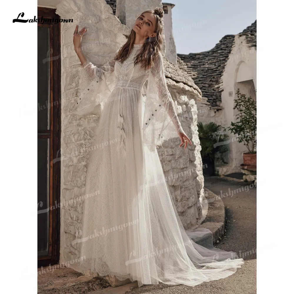 Lakshmigown Classic Flare Sleeves High Neck Boho Wedding Dress 2026 Simple A-Line Bridal Dress Vestidos De Novia Customized
Lakshmigown Classic Flare Sleeves High Neck Boho Wedding Dress 2026 Simple A-Line Bridal Dress Vestidos De Novia Customized