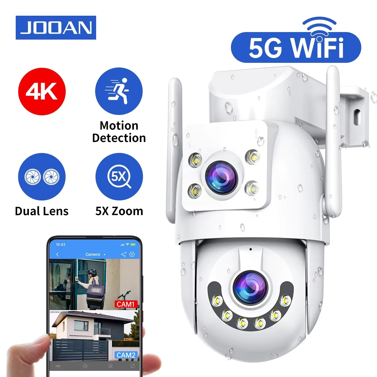JOOAN 4K HD 5G Wi-Fi PTZ камера уличная 4MP двойной объектив двойной экран автоматическое отслеживание IP-камера защита видеонаблюдения
JOOAN 4K HD 5G Wi-Fi PTZ камера уличная 4MP двойной объектив двойной экран автоматическое отслеживание IP-камера защита видеонаблюдения