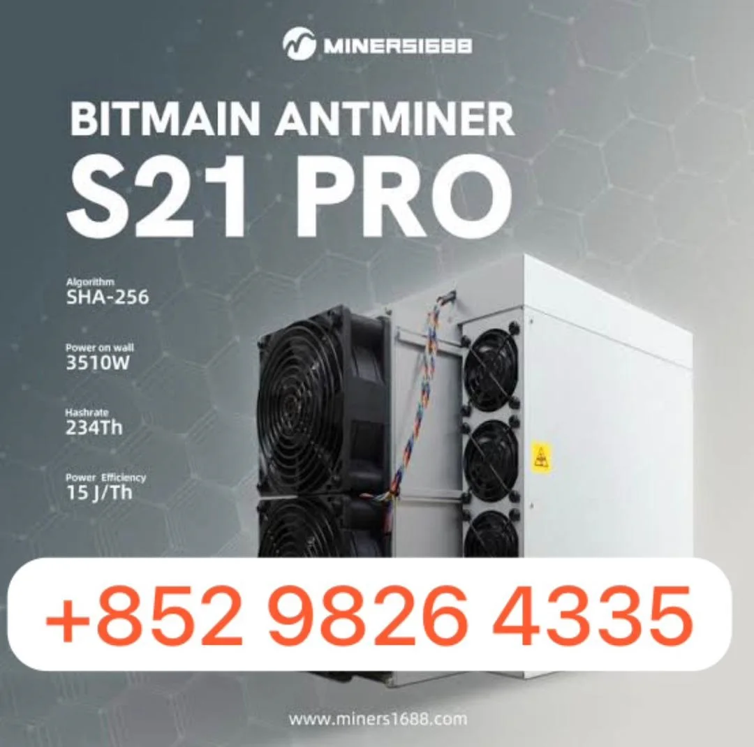 A Fast Shipping AntMiner S21Pro Miner Crypto 220T/234T/245T BTC Mining
A Fast Shipping AntMiner S21Pro Miner Crypto 220T/234T/245T BTC Mining