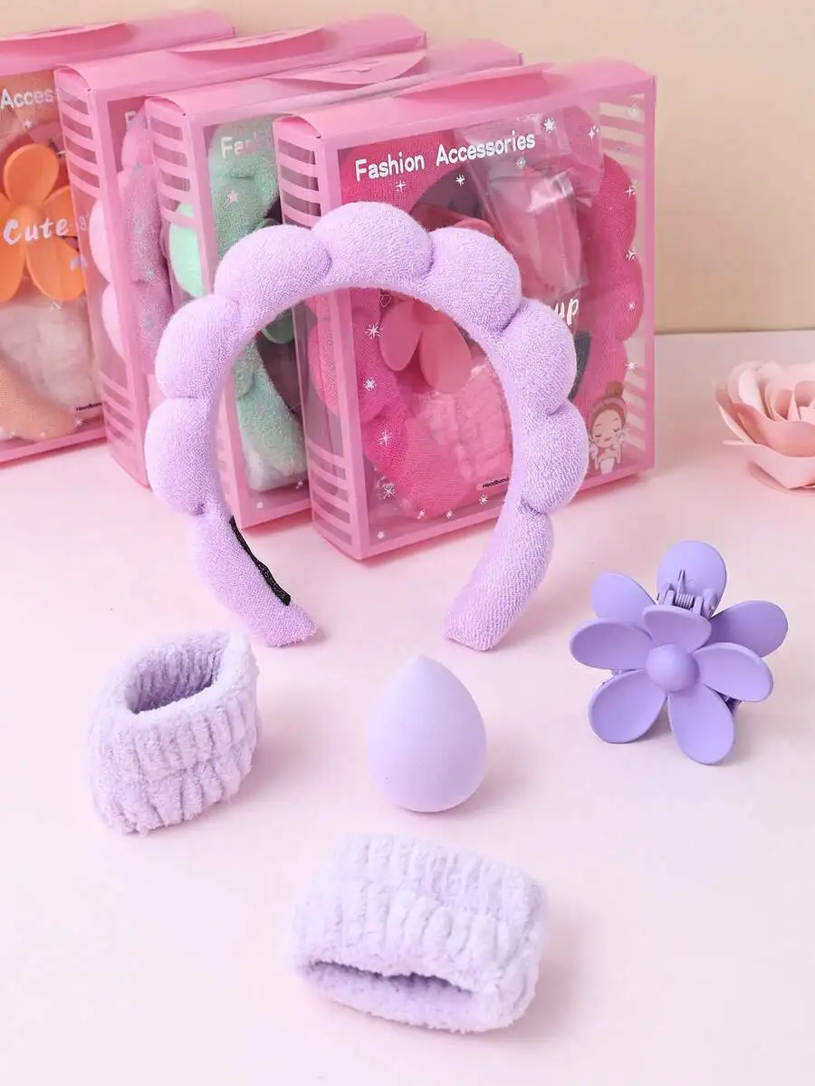 5 Pcs Girls Sponge Spa Headband Wristbands With Large Flower Hair Claw Clip Gift Set Hair Stuff Hair Accessories Set With Delicate Box For Party Gifts And Daily Use
5 Pcs Girls Sponge Spa Headband Wristbands With Large Flower Hair Claw Clip Gift Set Hair Stuff Hair Accessories Set With Delicate Box For Party Gifts And Daily Use