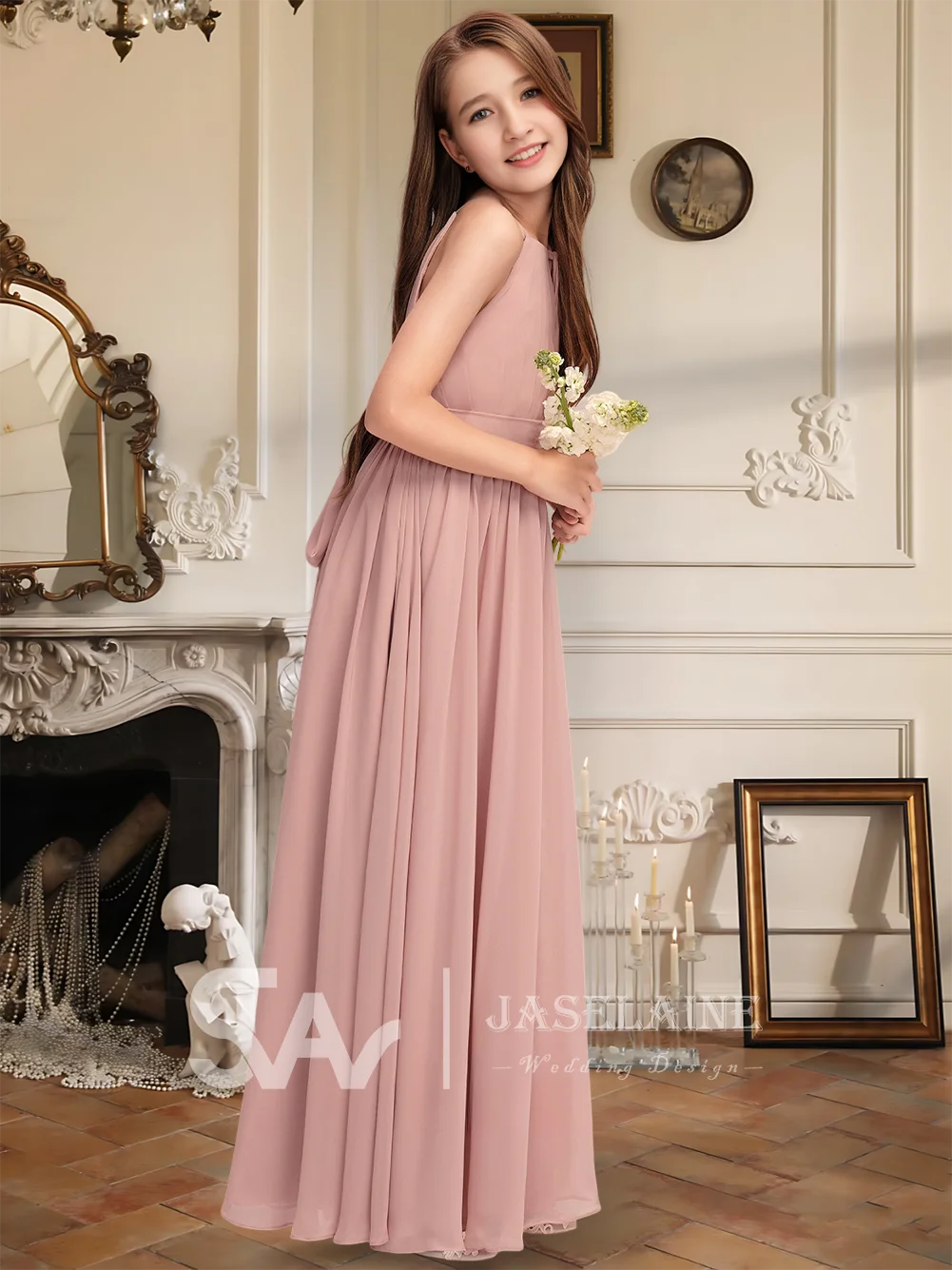 A Elegant A-Line Halter Floor-Length Chiffon Junior Bridesmaid Dress Bow Pleated Flower Girl Dress Girls Party Wedding Formal
A Elegant A-Line Halter Floor-Length Chiffon Junior Bridesmaid Dress Bow Pleated Flower Girl Dress Girls Party Wedding Formal