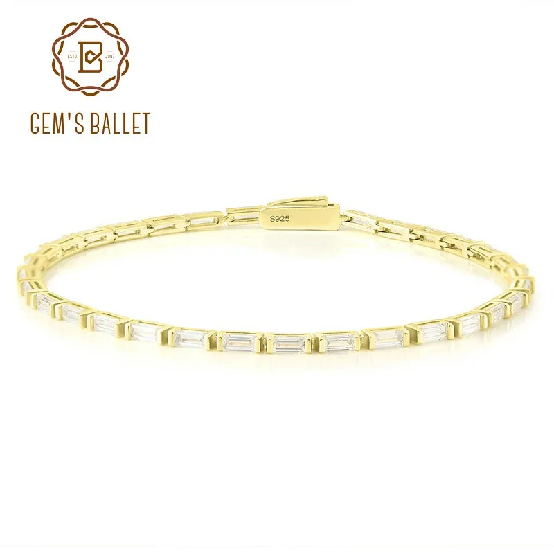 GEM'S BALLET 18K Gold Plated 925 Sterling Silver Bracelet 2x4mm 4.8CT Total Brickell Baguette Cut Moissanite Tennis Bracelet
GEM'S BALLET 18K Gold Plated 925 Sterling Silver Bracelet 2x4mm 4.8CT Total Brickell Baguette Cut Moissanite Tennis Bracelet
