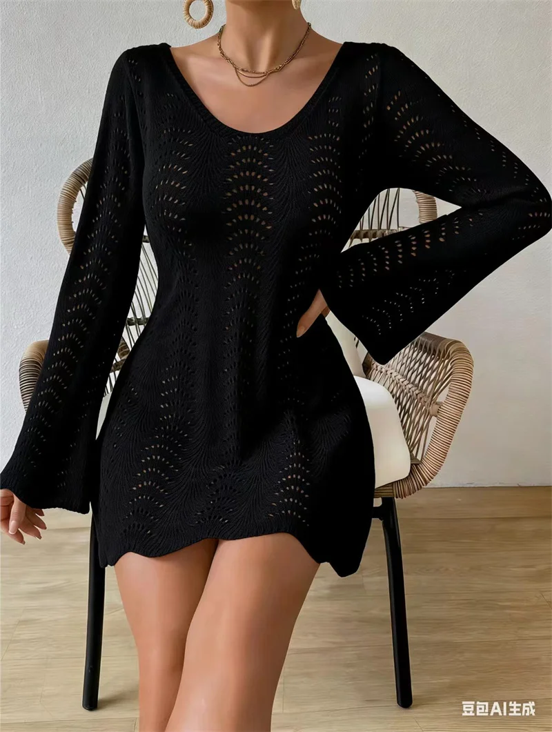 Plus Size 3XL Women's Long Sleeve Backless Lace Up Knit Dress Boho Beach Sexy Crochet Bikini Cover Ups Swimwear Female Swimsuit
Plus Size 3XL Women's Long Sleeve Backless Lace Up Knit Dress Boho Beach Sexy Crochet Bikini Cover Ups Swimwear Female Swimsuit