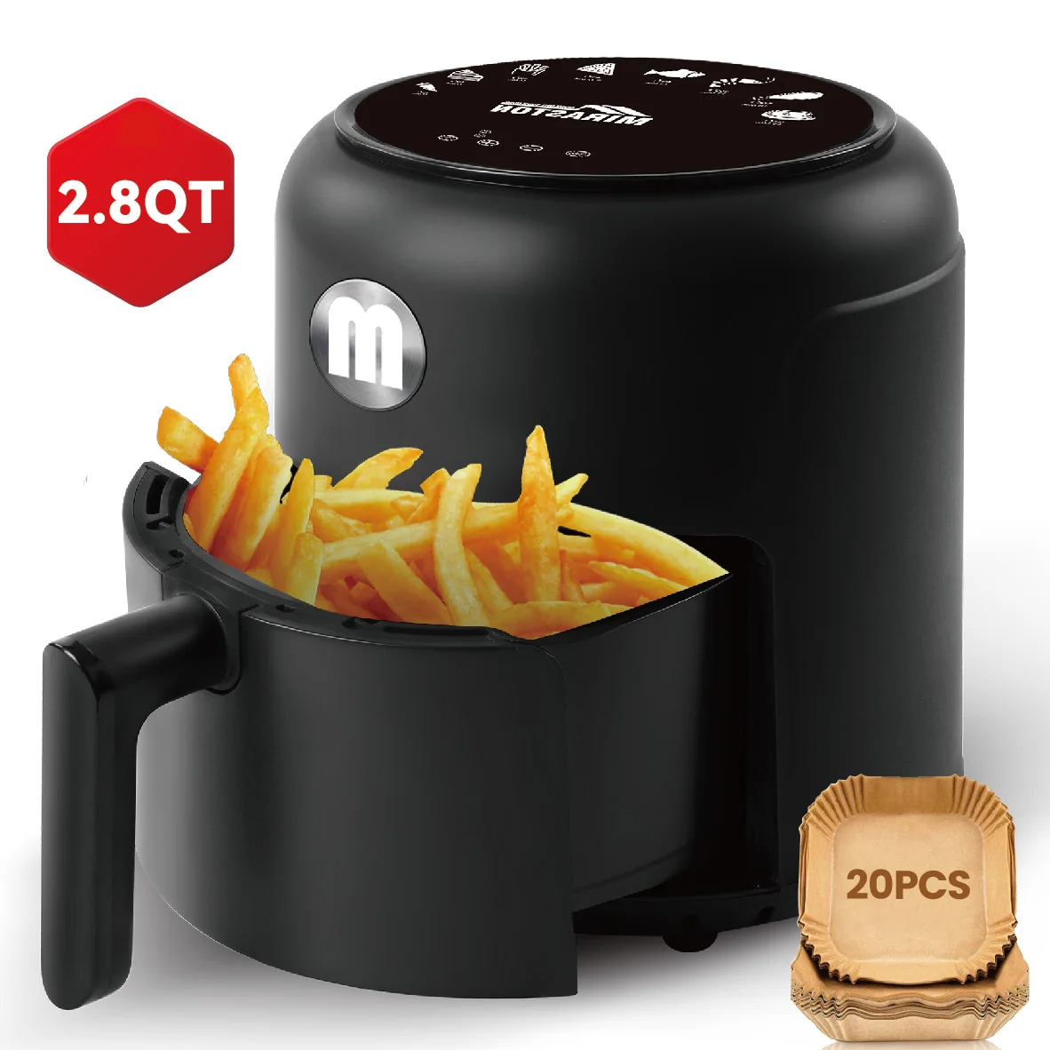 2.8QT Digital Air Fryer, Space-Saving Mini Personal Air Fryers, Nonstick Basket for Dishwasher-Safe, Fast Cooking with 20Pcs
2.8QT Digital Air Fryer, Space-Saving Mini Personal Air Fryers, Nonstick Basket for Dishwasher-Safe, Fast Cooking with 20Pcs
