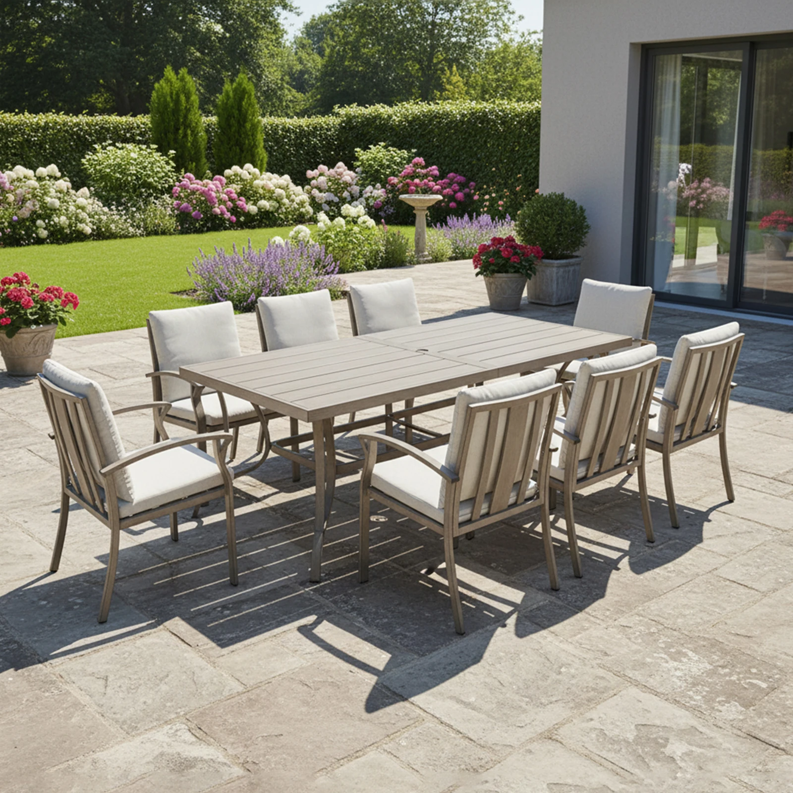 SeeHill 9-Piece Patio Dining Set, Aluminum Outdoor Table & Chairs with Cushions, Dining Furniture with Umbrella Hole for Garden
SeeHill 9-Piece Patio Dining Set, Aluminum Outdoor Table & Chairs with Cushions, Dining Furniture with Umbrella Hole for Garden