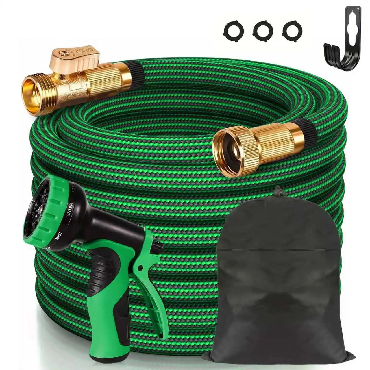 Шланг для мойки автомобиля 100 футов, 10-функциональная насадка, некрученная, гибкая, герметичная конструкция для наружного сада, двора, домашних животных, автомойки 
Шланг для мойки автомобиля 100 футов, 10-функциональная насадка, некрученная, гибкая, герметичная конструкция для наружного сада, двора, домашних животных, автомойки