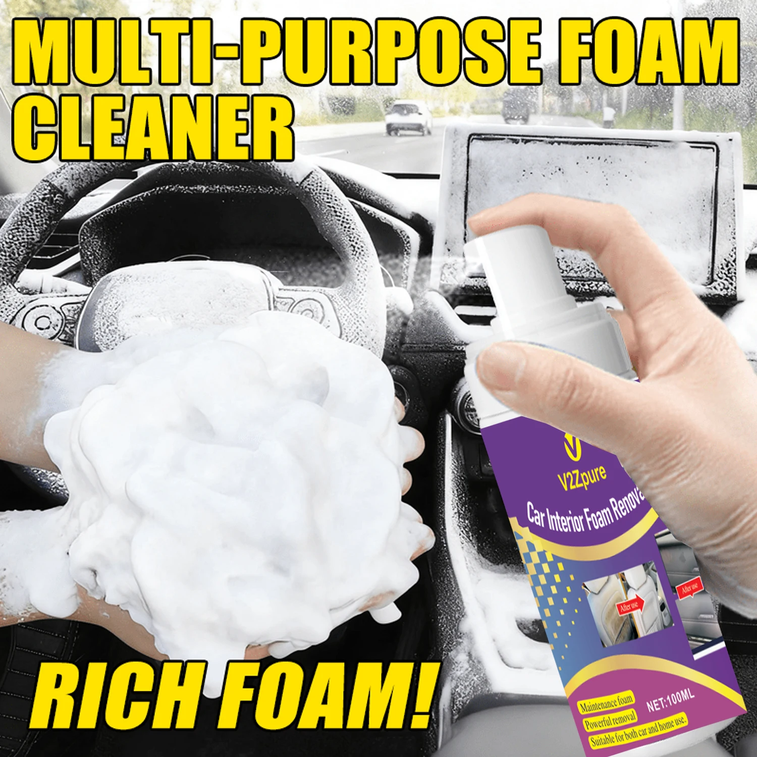 Многофункциональный пенящийся очиститель-спрей — легкая уборка салона автомобиля и дома, подходит для приборной панели, руля.
Многофункциональный пенящийся очиститель-спрей — легкая уборка салона автомобиля и дома, подходит для приборной панели, руля.