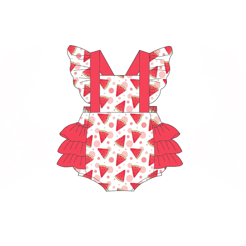 Boutique Children's romper sling ruffles short jumpsuit with Fruit print Toddler clothing custom wholesale
Boutique Children's romper sling ruffles short jumpsuit with Fruit print Toddler clothing custom wholesale