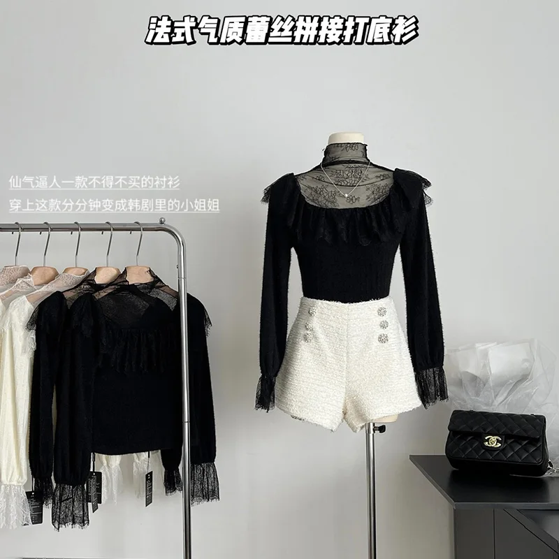 Half-high Collar Lace Stitching Hollow Sweater Women's Autumn New Slim Knit Bottoming Shirt Pullover Top
Half-high Collar Lace Stitching Hollow Sweater Women's Autumn New Slim Knit Bottoming Shirt Pullover Top