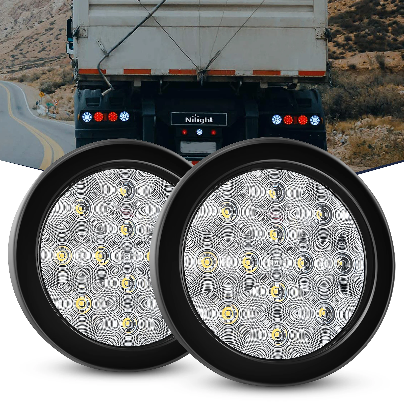 Nilight 2PCS 4 Inch Round White LED Trailer Tail Lights Surface Mount Stop Brake Turn Signal Lamps Waterproof for Truck RV Trailer
Nilight 2PCS 4 Inch Round White LED Trailer Tail Lights Surface Mount Stop Brake Turn Signal Lamps Waterproof for Truck RV Trailer