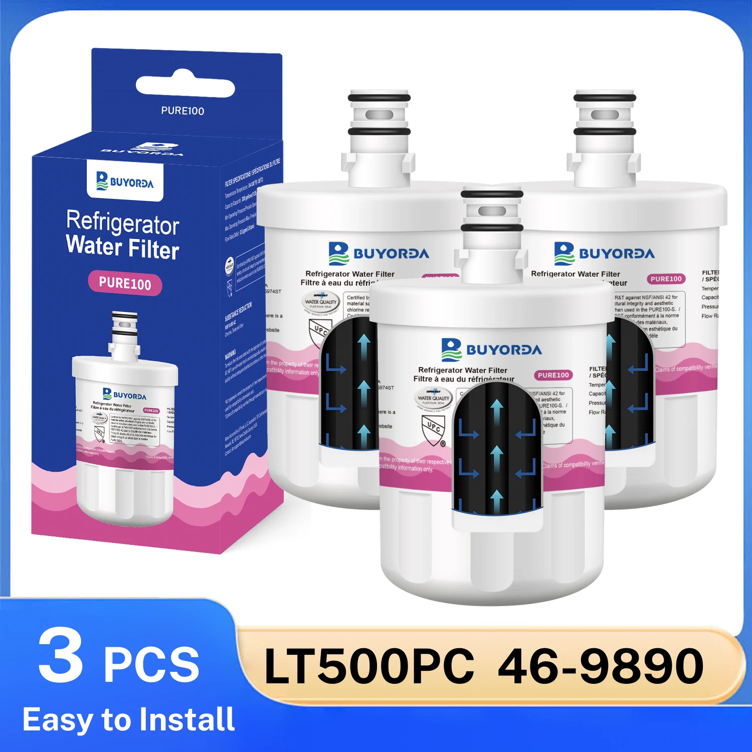 Фильтр для воды в холодильник LT500PC, 3 шт., замена для LG 5231JA2002A, 5231JA2002B, ADQ72910901, для Kenmore 469890, 9890, угольный.
Фильтр для воды в холодильник LT500PC, 3 шт., замена для LG 5231JA2002A, 5231JA2002B, ADQ72910901, для Kenmore 469890, 9890, угольный.