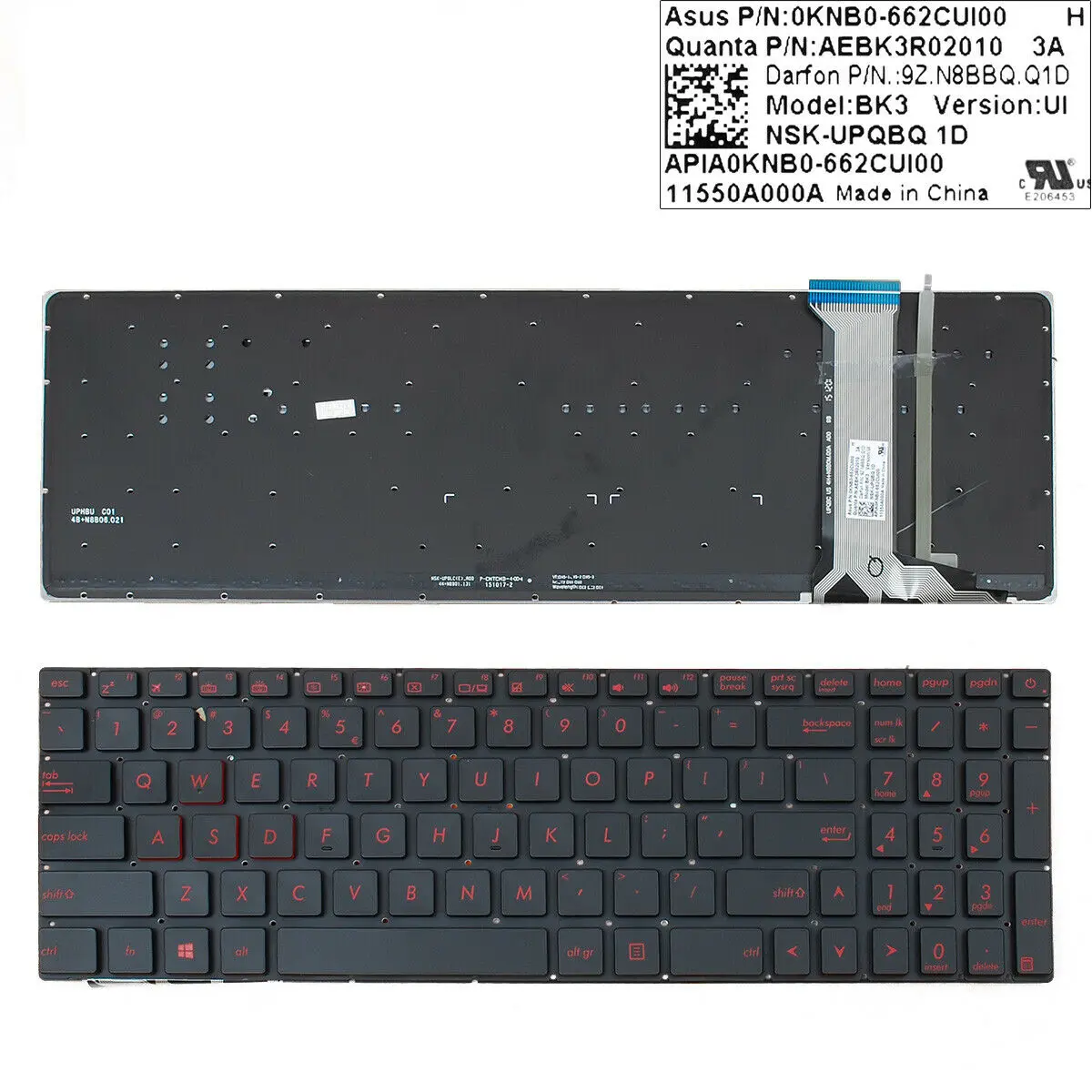 US Backlit Keyboard Replacement Compatible For Asus G551 GL551 GL551J GL552 ROG GL752 GL752V Backlit,NO FRAME,Red Print Keyboard
US Backlit Keyboard Replacement Compatible For Asus G551 GL551 GL551J GL552 ROG GL752 GL752V Backlit,NO FRAME,Red Print Keyboard