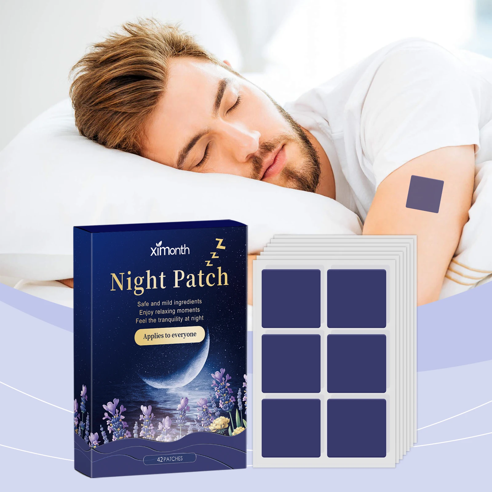 42pcs Ximonth Lavender Sleep Aid Patches Support Night Relaxation Quick Fall Asleep Fatigue Relief Calming Body Care Stickers
42pcs Ximonth Lavender Sleep Aid Patches Support Night Relaxation Quick Fall Asleep Fatigue Relief Calming Body Care Stickers
