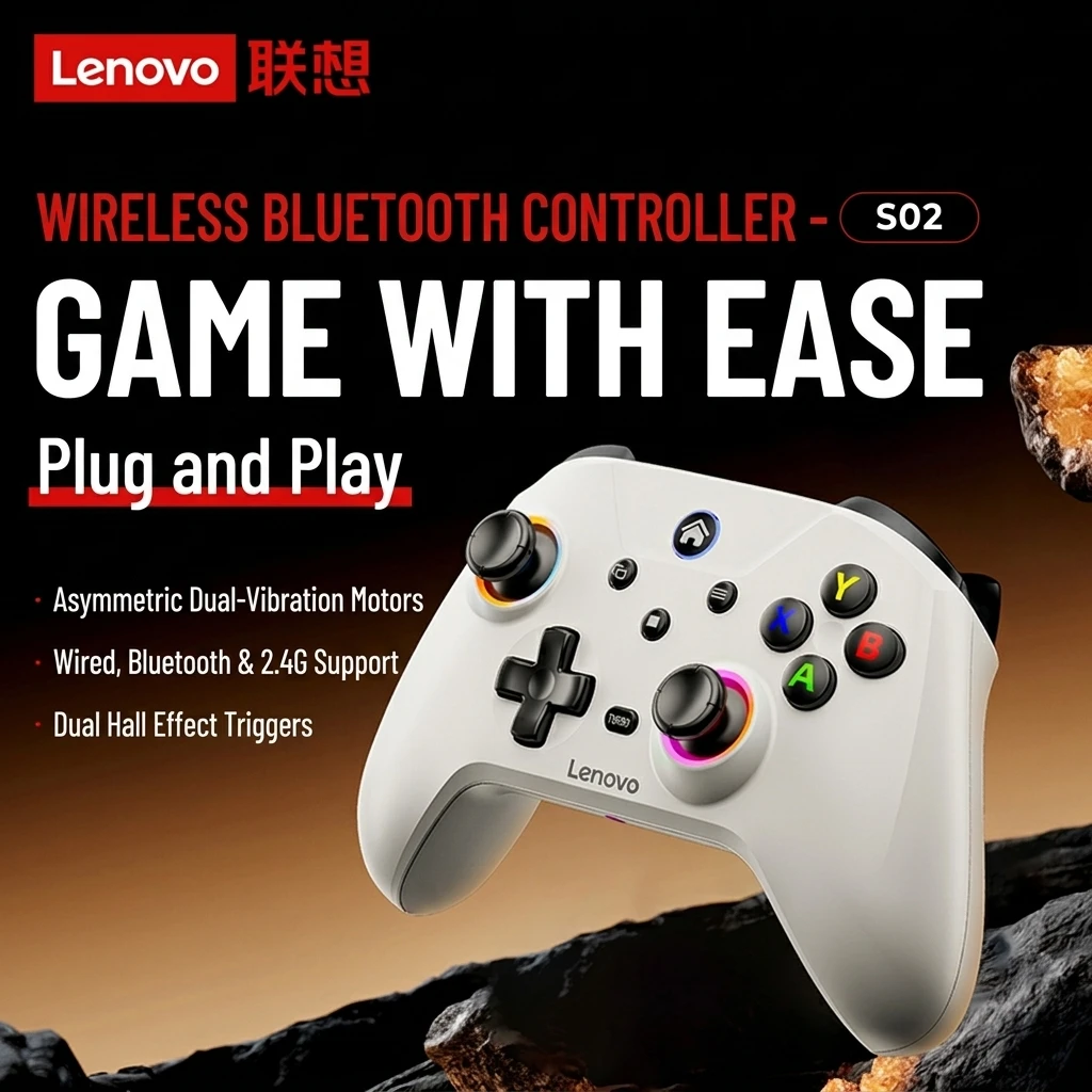 Беспроводной Bluetooth-контроллер Lenovo S02, три режима подключения, геймпад для ПК, Nintendo Switch, Android, iOS, двойные триггеры Hall, двойная вибрация
Беспроводной Bluetooth-контроллер Lenovo S02, три режима подключения, геймпад для ПК, Nintendo Switch, Android, iOS, двойные триггеры Hall, двойная вибрация