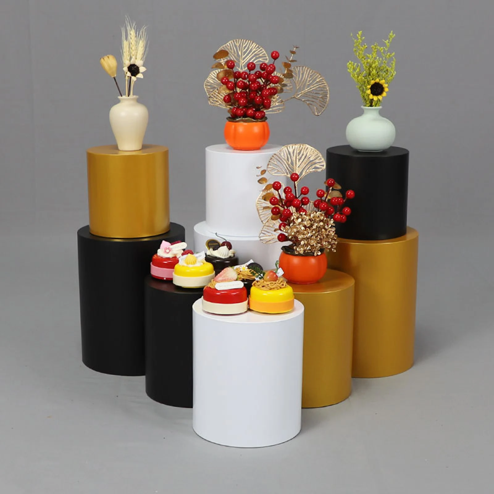 3Pcs Cylinder Plinth Stand Cake Stand Decorative Display Pedestal for Valentine's Day Engagement Thanksgiving Birthday Ceremony
3Pcs Cylinder Plinth Stand Cake Stand Decorative Display Pedestal for Valentine's Day Engagement Thanksgiving Birthday Ceremony