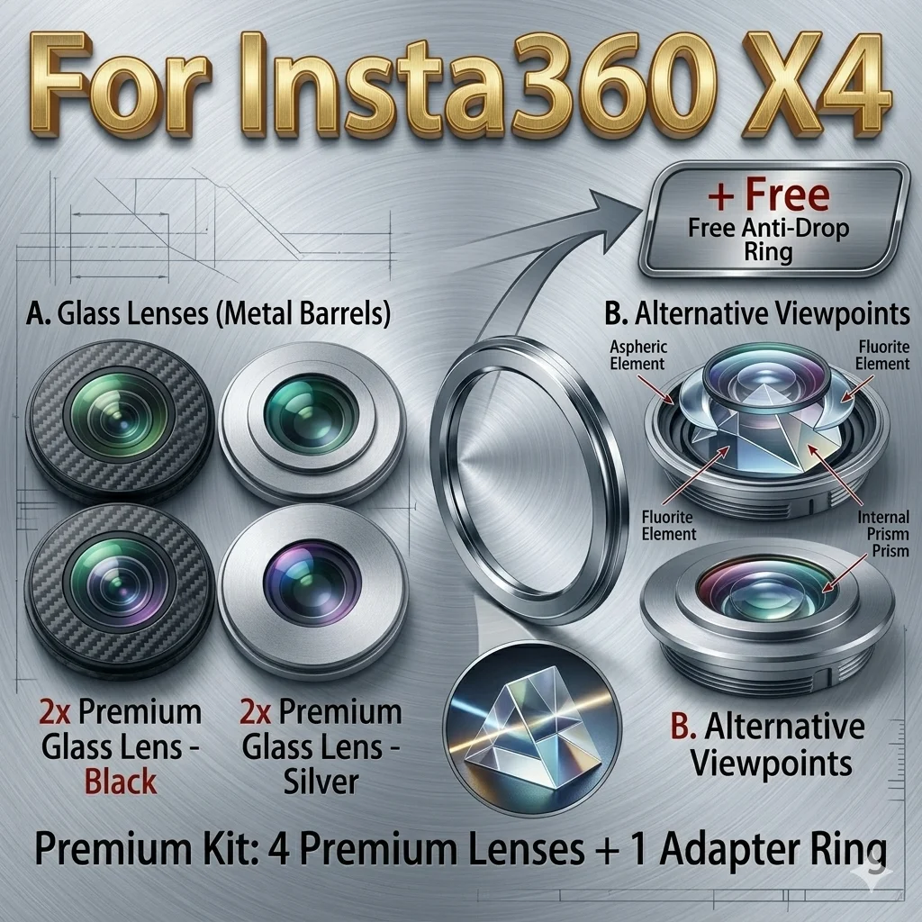 Baleela replacement Lens, Front and Rear Camera Lens Repair Part with Adhesive for Insta360 X4 360 Sport Camera
Baleela replacement Lens, Front and Rear Camera Lens Repair Part with Adhesive for Insta360 X4 360 Sport Camera