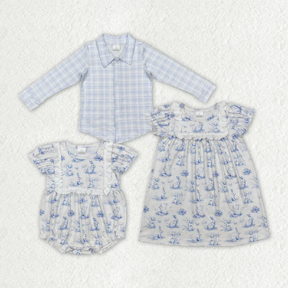 Summer Fashion Sibling Girls Baby Boys Easter Rabbits Rompers Shirts Dresses Suits Wholesale Boutique Kids Clothes Set
Summer Fashion Sibling Girls Baby Boys Easter Rabbits Rompers Shirts Dresses Suits Wholesale Boutique Kids Clothes Set