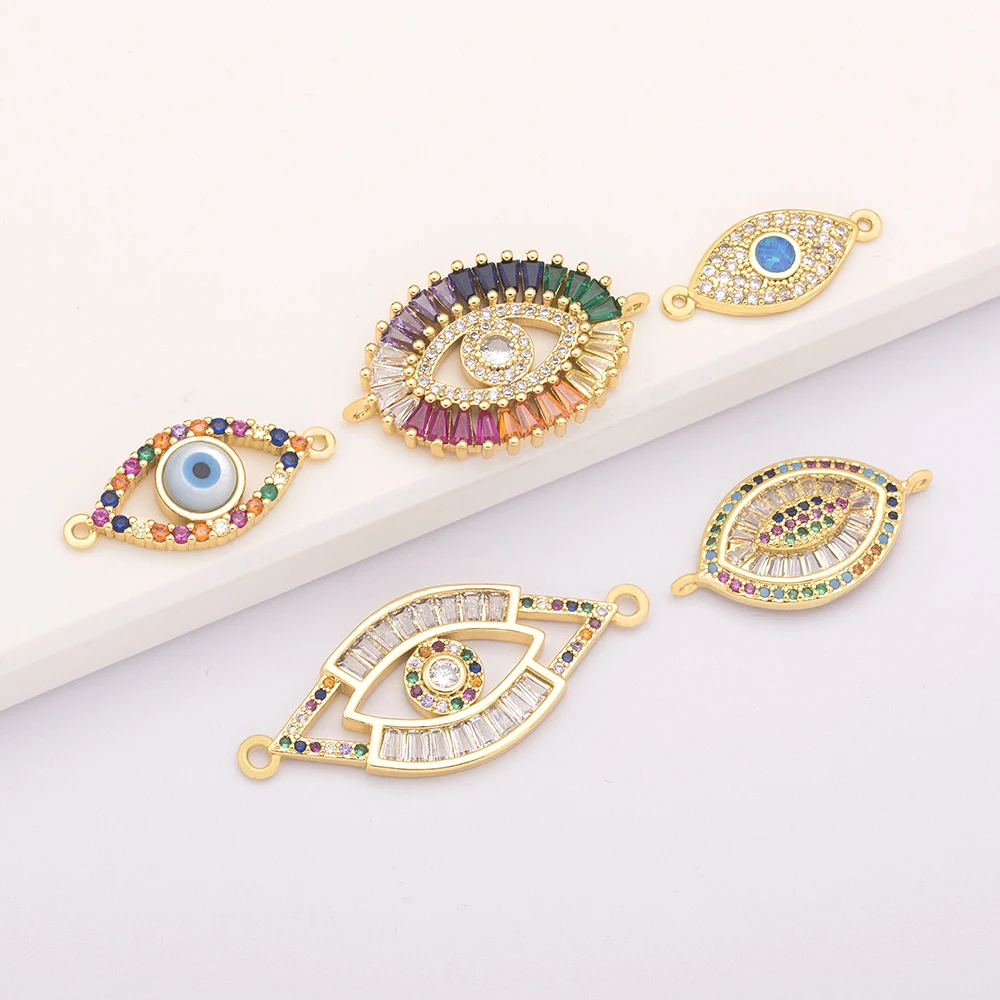 Bohemia Gold Color Evil Eye Charm Connector for Jewelry Making Necklace Bracelet DIY Copper Cubic Zirconia Connectors
Bohemia Gold Color Evil Eye Charm Connector for Jewelry Making Necklace Bracelet DIY Copper Cubic Zirconia Connectors