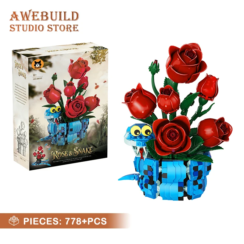 778Pcs Creative Rose & Blue Snake Bricks 3D Model Eternal Flower MOC Building Blocks Toys DIY Bouquet Desktop Decor Adult Gifts
778Pcs Creative Rose & Blue Snake Bricks 3D Model Eternal Flower MOC Building Blocks Toys DIY Bouquet Desktop Decor Adult Gifts