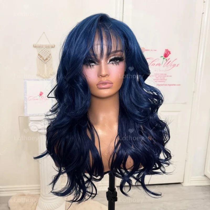 13x4Blue Wig Body Wave Human Hair Lace Front Wig Middle Part Long Wavy Natural Curly 13X4 Frontal Wigs for Women Daily Party
13x4Blue Wig Body Wave Human Hair Lace Front Wig Middle Part Long Wavy Natural Curly 13X4 Frontal Wigs for Women Daily Party