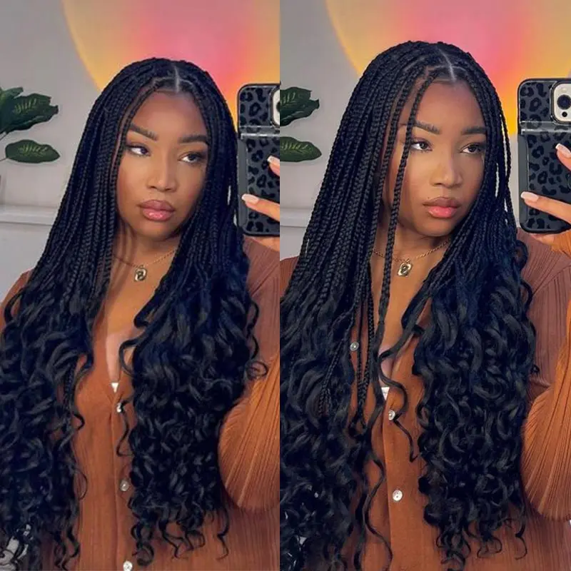 24 Inch Ombre Blonde Full Lace Synthetic Wig with Curly Ends Goddess Cornrow Box Braids School Braided Wigs for Black Women
24 Inch Ombre Blonde Full Lace Synthetic Wig with Curly Ends Goddess Cornrow Box Braids School Braided Wigs for Black Women