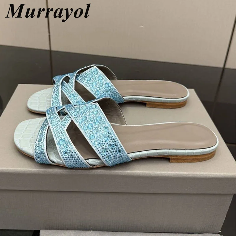Slippers Flat Bottom Slippers Women Real Leather Bling Rhinestone Open Toe Lazy Sandals Ladies Summer Outdoor Vacation Shoes
Slippers Flat Bottom Slippers Women Real Leather Bling Rhinestone Open Toe Lazy Sandals Ladies Summer Outdoor Vacation Shoes
