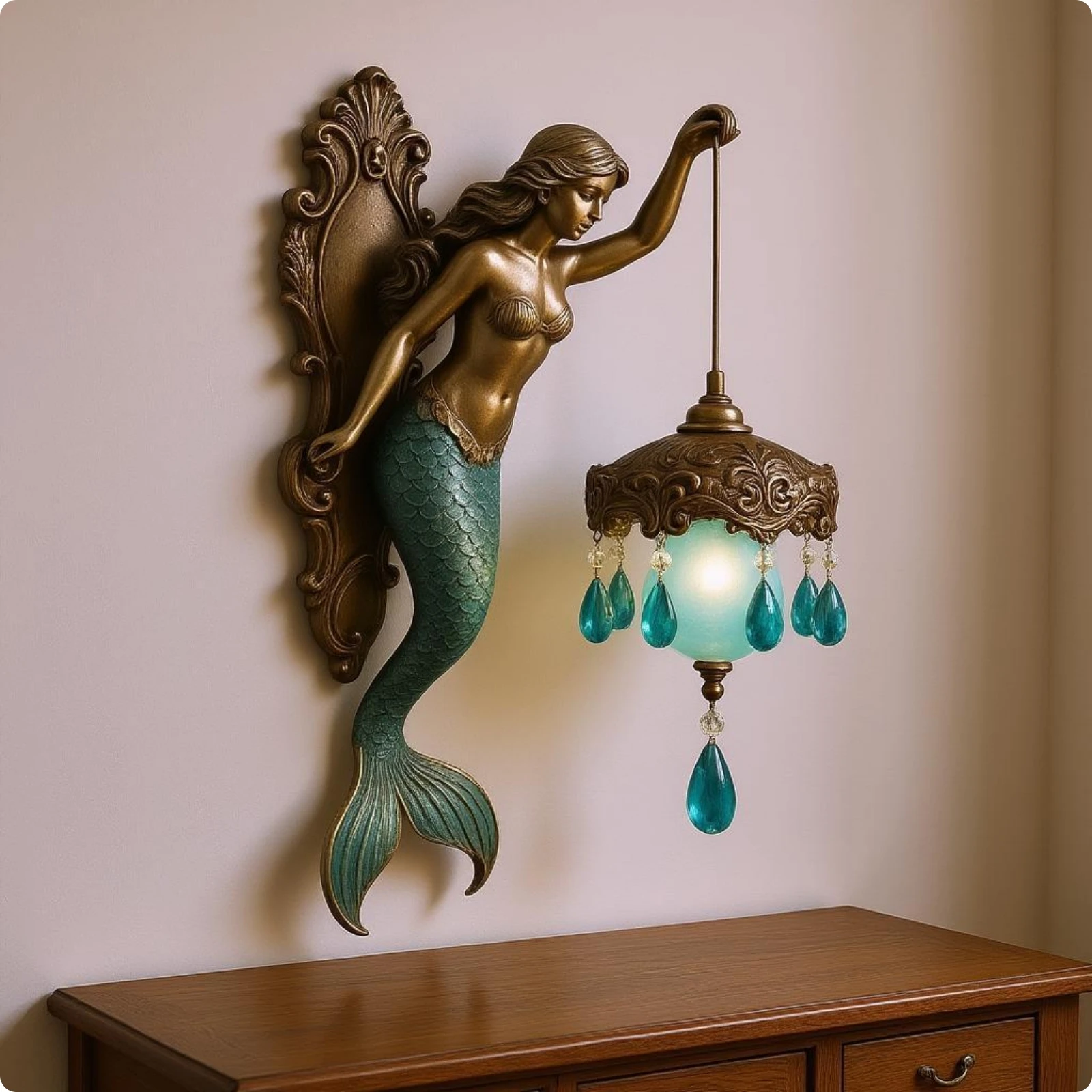 Mermaid Wall Lamp Fantasy Resin Figures Mythical Figure Wall Light Cordless Vintage Fairy Decor for Home Themed Rooms Hallway
Mermaid Wall Lamp Fantasy Resin Figures Mythical Figure Wall Light Cordless Vintage Fairy Decor for Home Themed Rooms Hallway